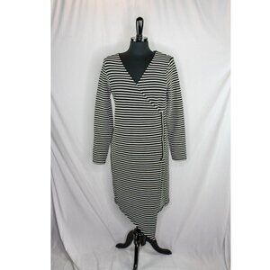 ASOS Striped Midi Dress Asymmetrical Black…